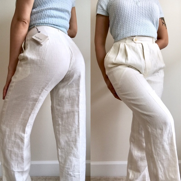 Barry Bricken Pants - BARRY BRICKEN LUXURY LINEN PLEATED TROUSERS